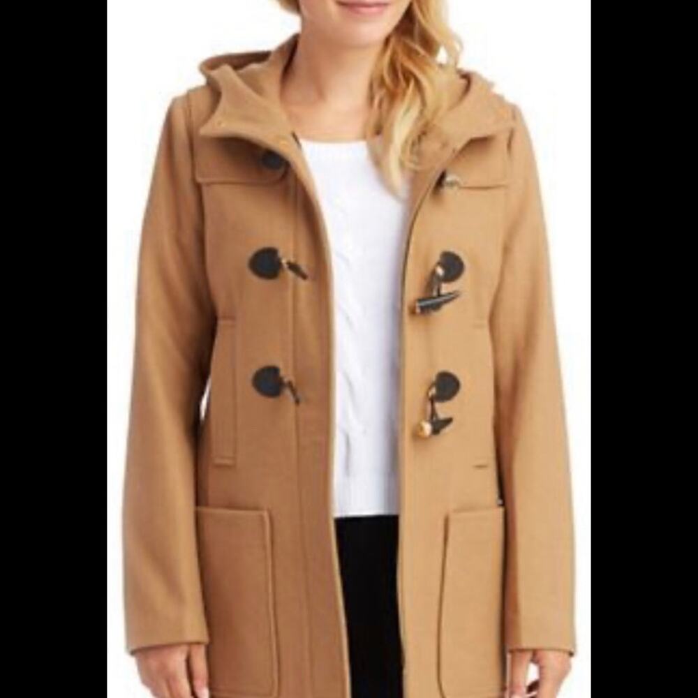 Michael Kors Camel Toggle Wool-Blend Hooded Coat